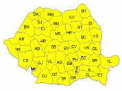 Harta ANM: Cod galben de ploi și vijelii in toată țara